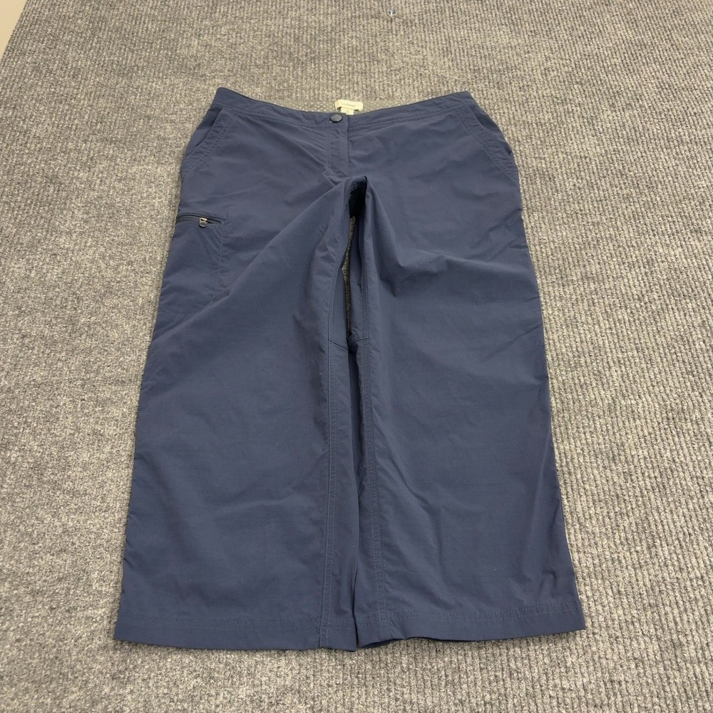 LL Bean Pants Womens 10 Blue Nylon Spandex Cargo Capri Hiking Outdoor Trail